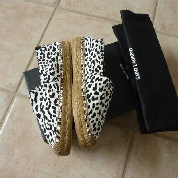 Saint Laurent Animal-Print Canvas Espadrilles 7.5 - Picture 6 of 14